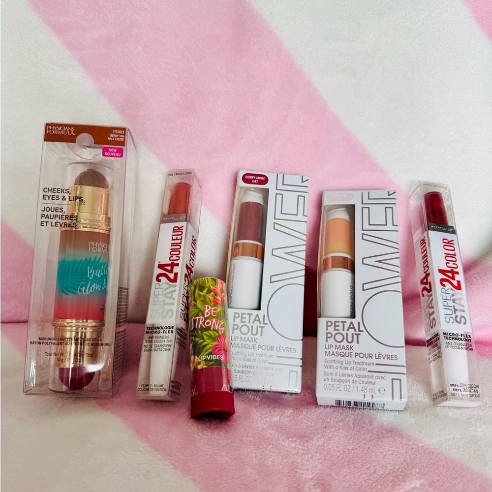 Mixed Lip Bundle Maybelline Petal Pout Flower Beauty and Physicians Formula.